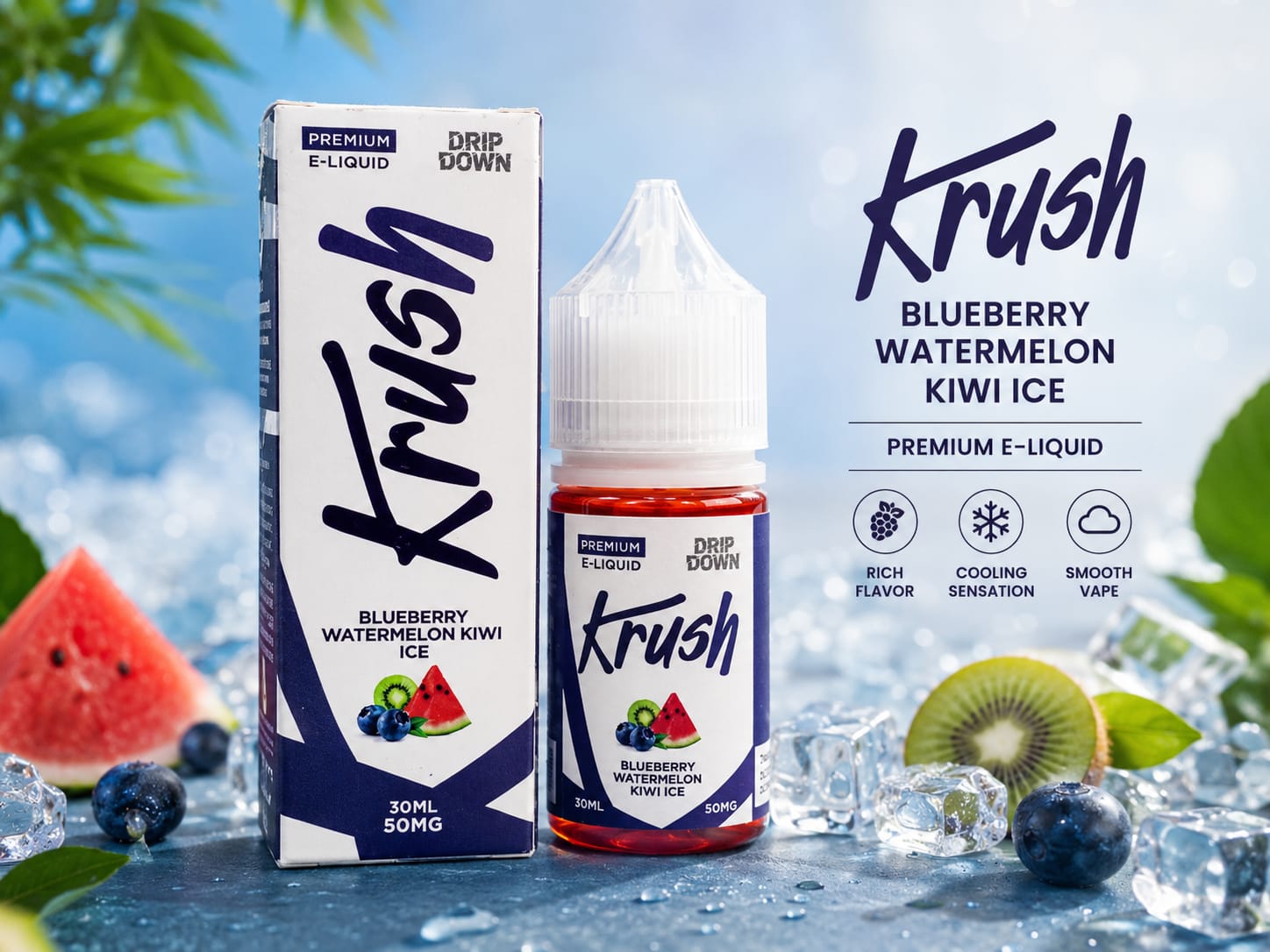 BLUEBERRY WATERMELON KIWI ICE 30ML KRUSH