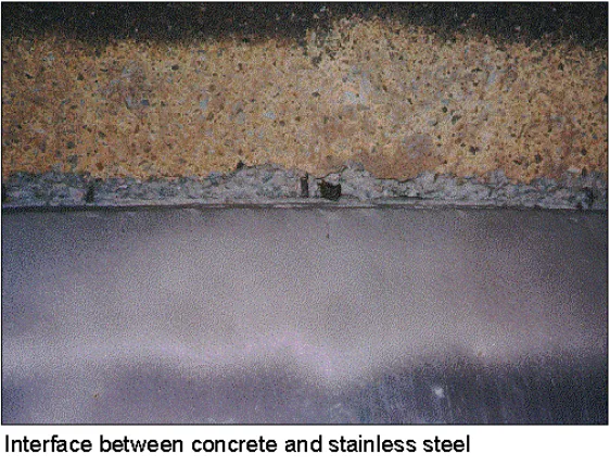 Concrete to stainless steel transition interface