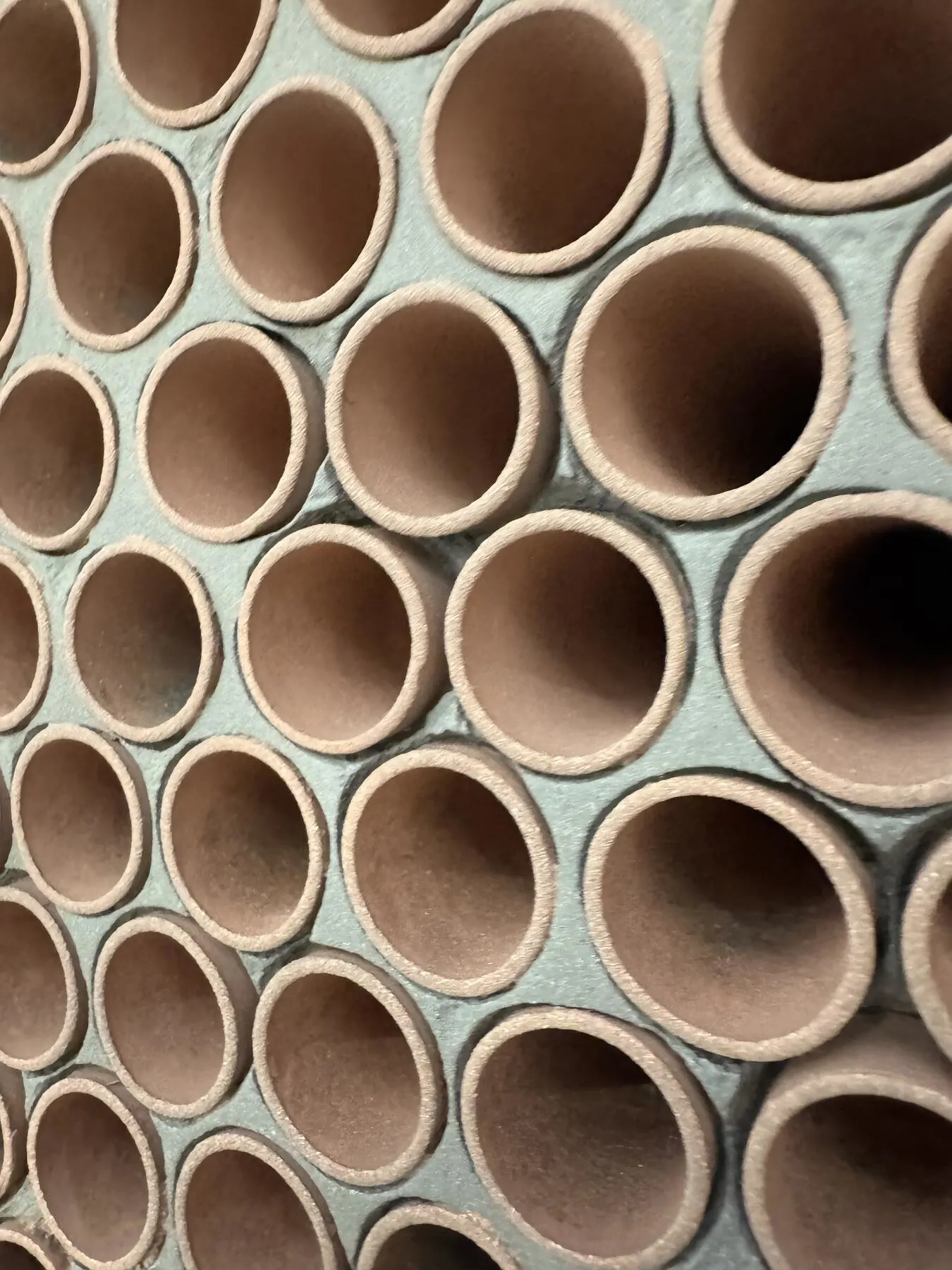 Close-up of corroded tube ends before coating