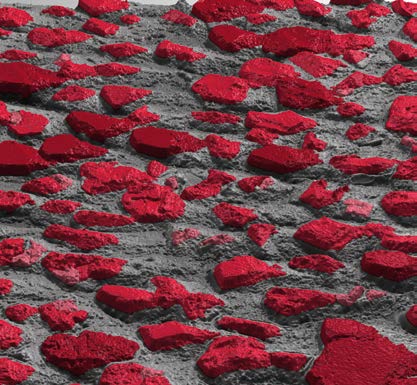 Same surface with particles detected and highlighted in red