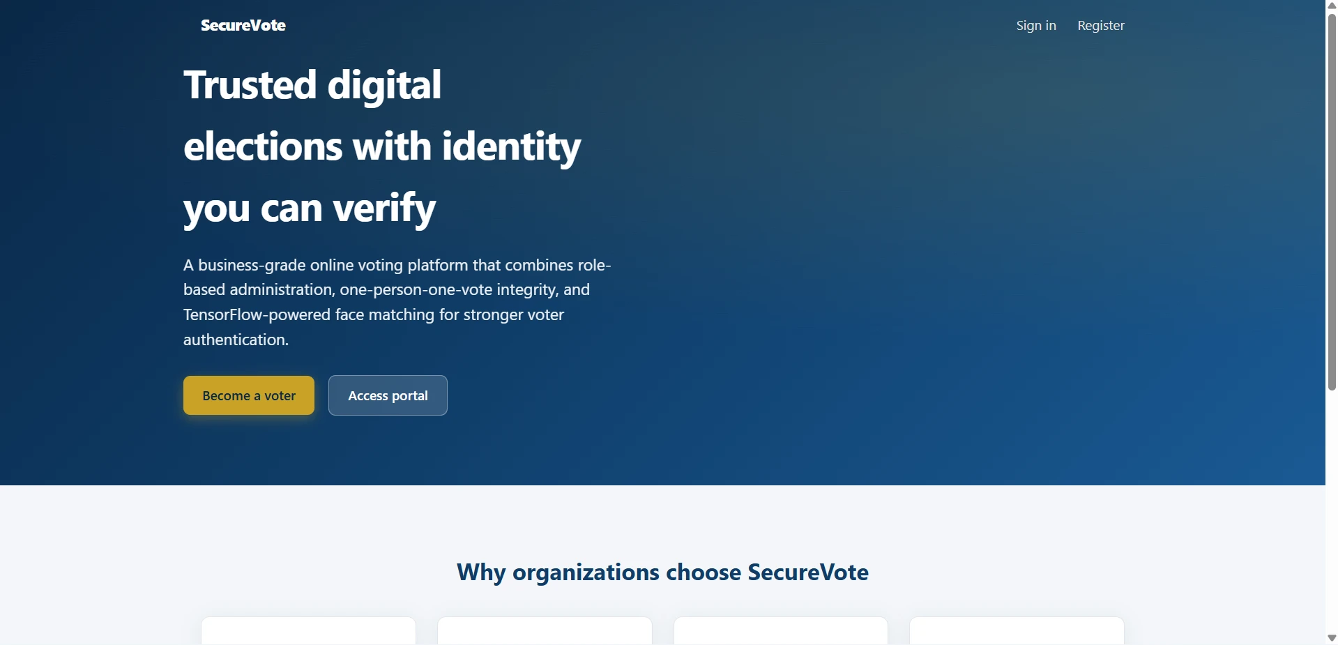 Online Voting System with Face Recognition using Python Flask live demo preview