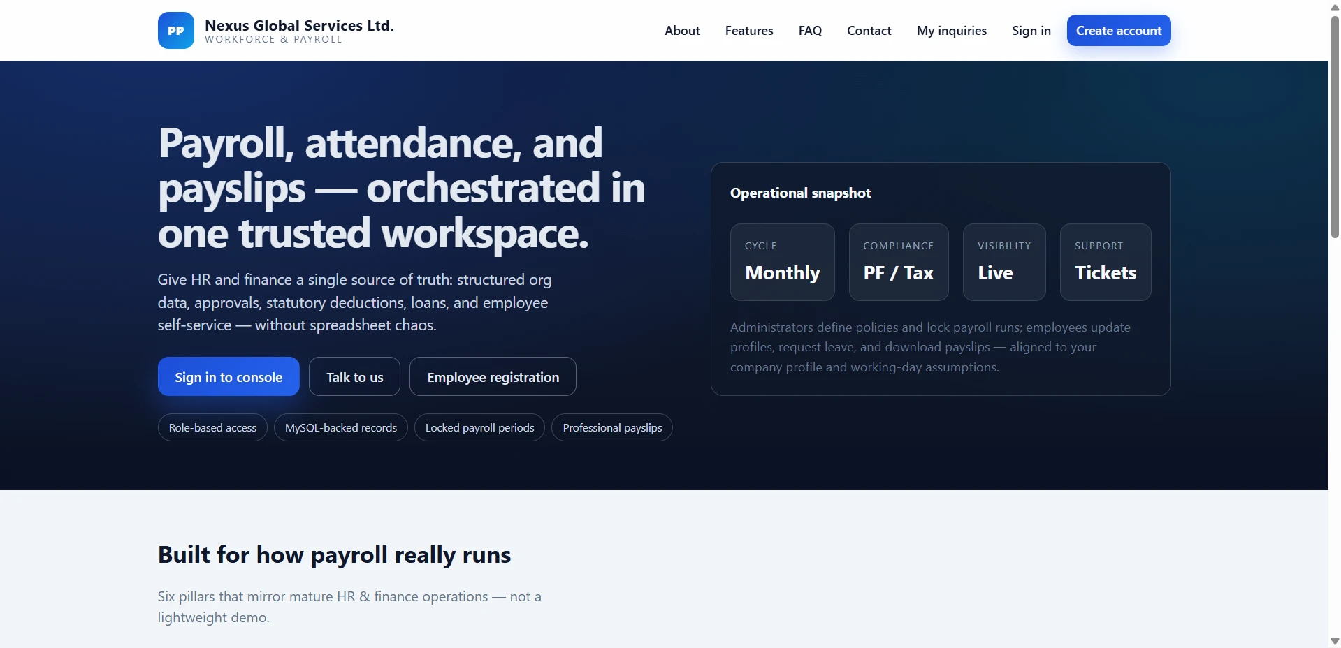 Payroll Management System using Python live demo preview