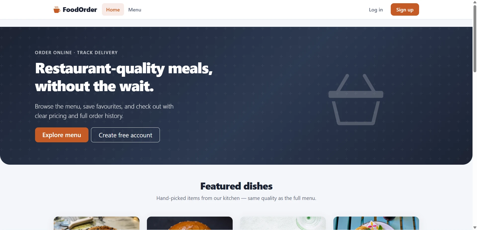 Online Food Ordering System using python live demo preview