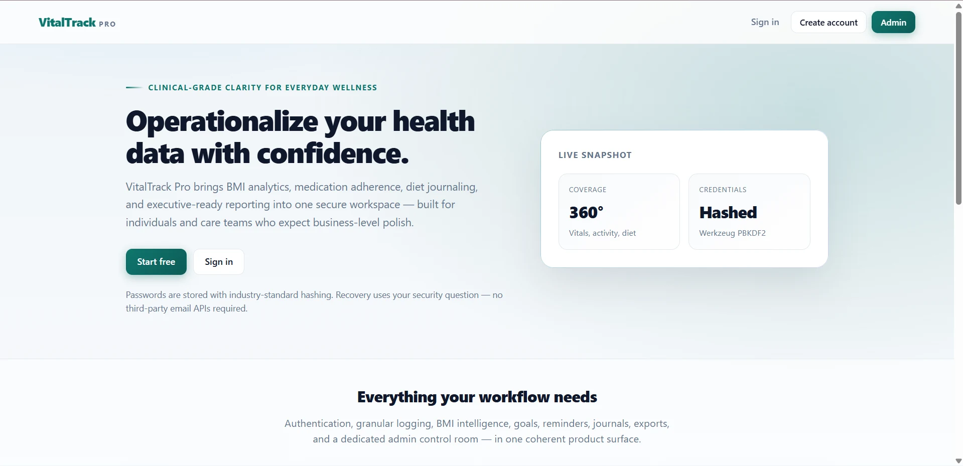 Health Tracker Using Python live demo preview