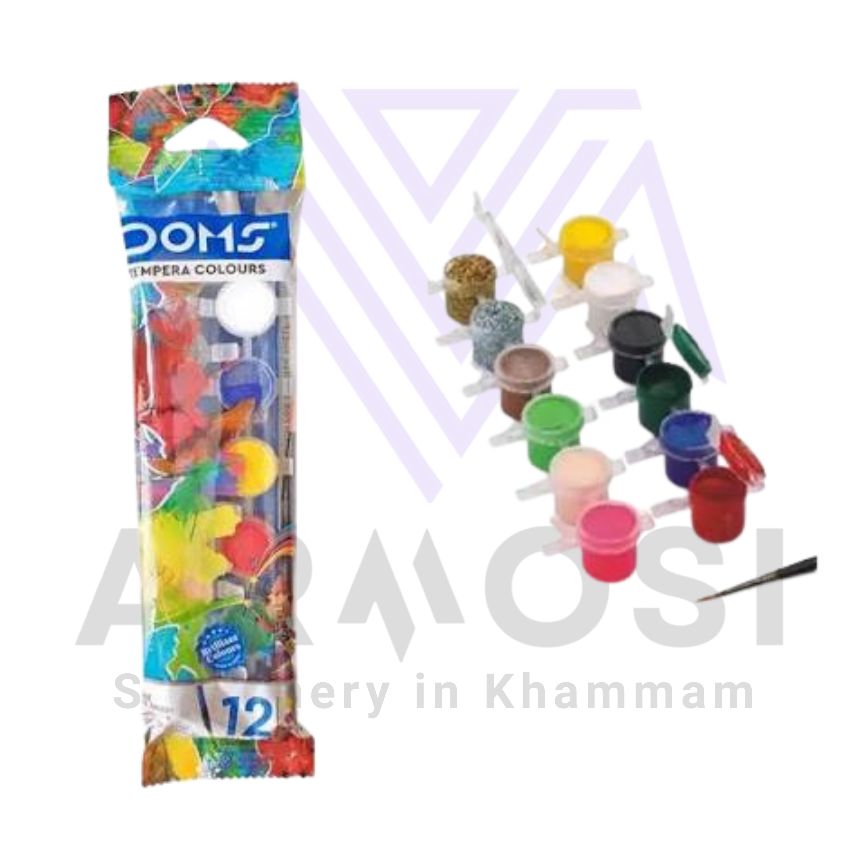 DOMS Tempera Colours – 12 Shades with 1 Brush