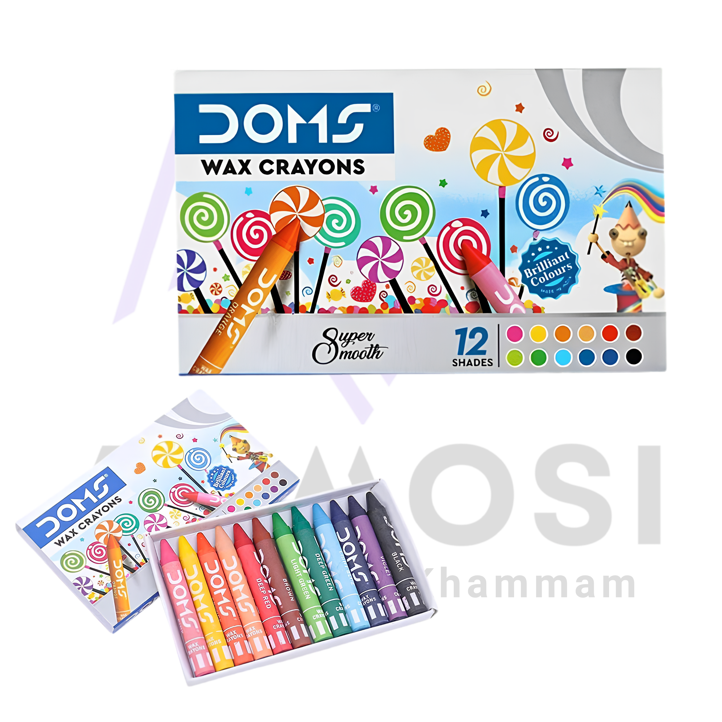 DOMS Wax Crayons – 12 Assorted Shades | Super Smooth