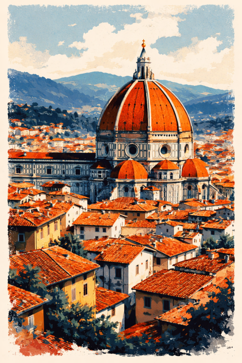 Florence Duomo Watercolor | Printable Wall Art | Downloadable Prints | Italy Travel Poster | Tuscan Cityscape Decor