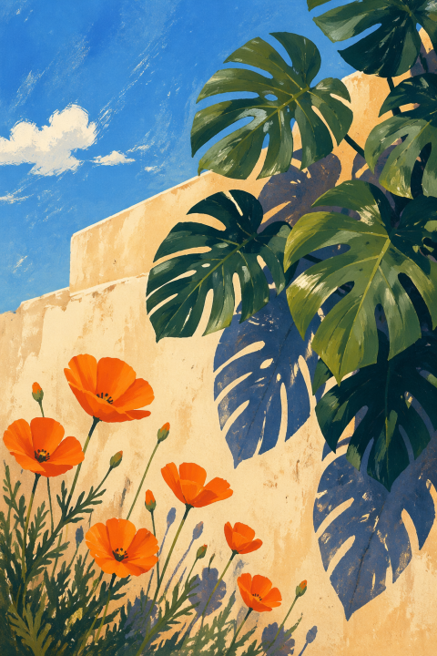 Monstera Wall Art, Tropical Botanical Poster, Mediterranean Decor