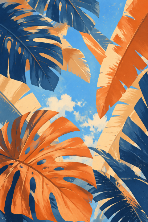 Tropical Leaf Poster, Monstera Wall Art, Coastal Botanical Decor