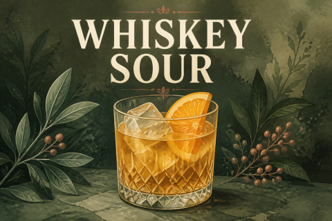 Whiskey Sour Desk Mat, Cocktail Bar Art Print, Alcohol Themed Office Decor