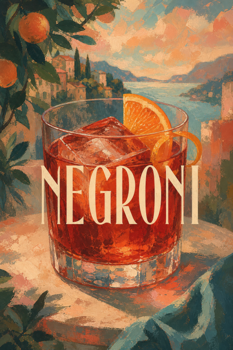 Negroni Cocktail Wall Art, Italian Aperitivo Drink Poster, Mediterranean Home Decor Print