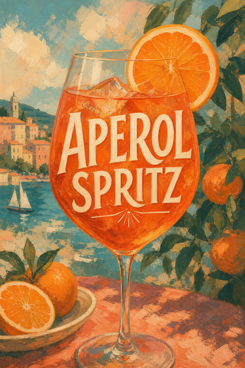 Aperol Spritz Wall Art, Italian Riviera Art Print, Mediterranean Kitchen Decor