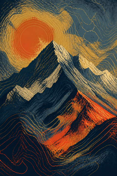 Abstract Mountain Wall Art, Modern Landscape Print, Textured Minimalist Decor Poster