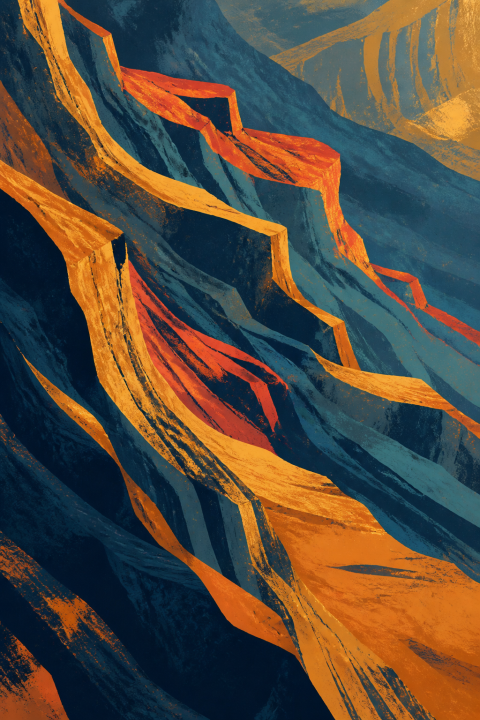 Abstract Landscape Wall Art, Textured Mountain Range Print, Modern Earth Tone Decor
