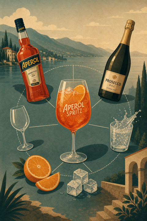 Aperol Spritz Wall Art, Italian Cocktail Recipe Print, Retro Drink Poster