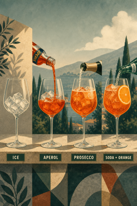 Aperol Spritz Recipe Wall Art, Italian Cocktail Print, Mediterranean Bar Cart Decor