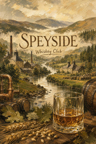Speyside Whiskey Poster, Scottish Distillery Wall Art, Vintage Whisky Club Decor