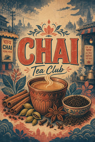 Chai Tea Club Wall Art, Indian Tea Market Print, Vintage Kitchen Poster