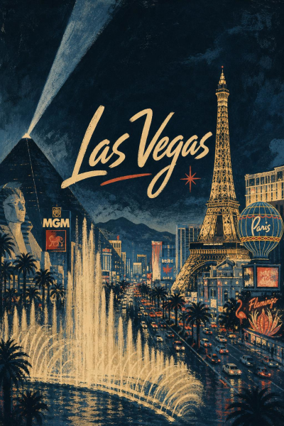 Las Vegas Wall Art, Vintage Casino Strip Travel Poster