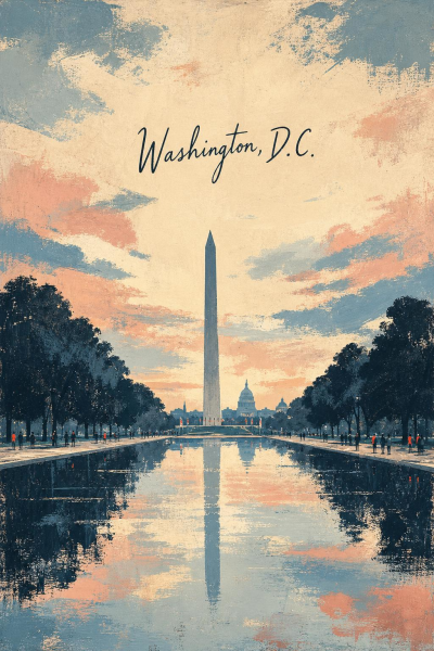 Washington Monument Poster, Washington DC Travel Art, National Mall Decor