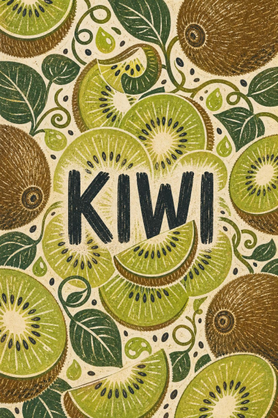 Kiwi Fruit Poster, Retro Kitchen Wall Art, Botanical Food Decor