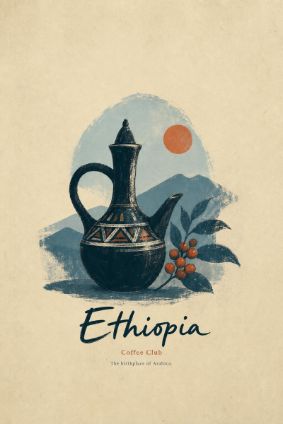 Ethiopia Coffee Poster, Minimalist African Kitchen Wall Art