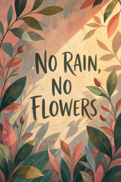 No Rain No Flowers Poster, Botanical Quote Wall Art, Motivational Office Decor