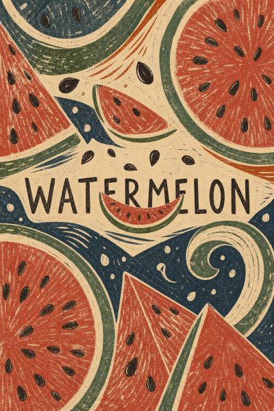 Watermelon Wall Art, Retro Fruit Kitchen Poster