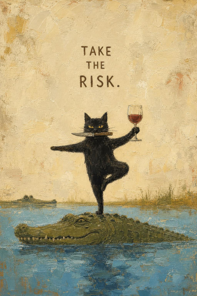 Black Cat Wall Art, Take The Risk Motivational Matte Poster