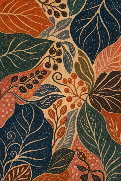Botanical Matte Poster, Boho Foliage Wall Art, Retro Nature Decor