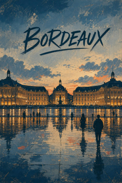 Bordeaux Travel Poster, Place de la Bourse French City Wall Art