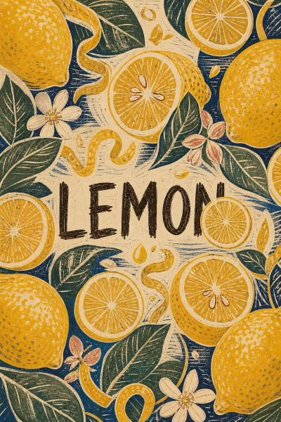 Lemon Wall Art, Vintage Citrus Kitchen Poster, Mediterranean Fruit Decor