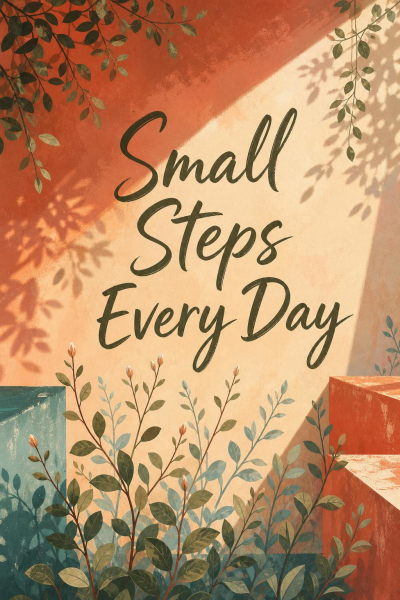 Small Steps Quote Poster, Botanical Motivational Wall Art, Sage Office Decor
