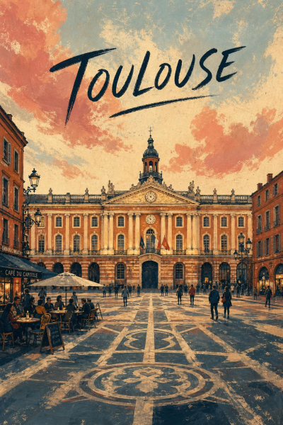 Toulouse Travel Poster, Place du Capitole French City Wall Art