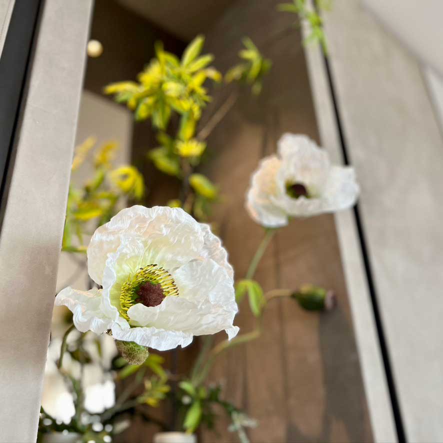 FlowerDutchess Klaproos 87cm kunst bloem wit