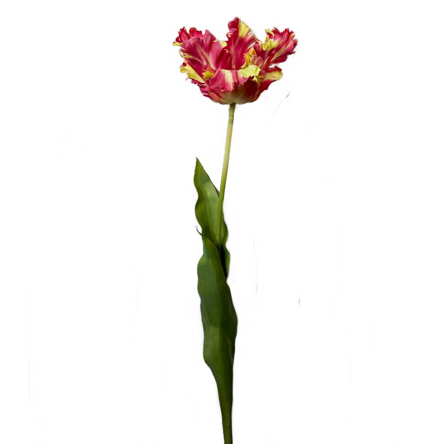 FlowerDutchess zijden bloemen kunstbloemen parkiet tulp fuchsia geel real touch