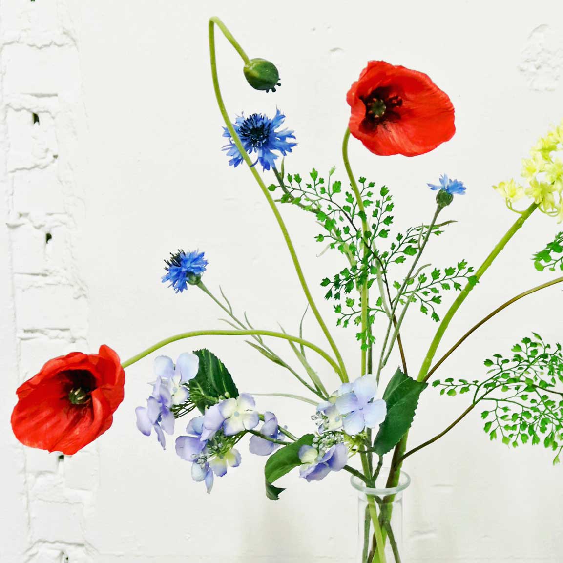 Zijden bloemen boeket #194 | 45-82 cm | klaprozen, korenbloemen en eremurus - Afbeelding 2