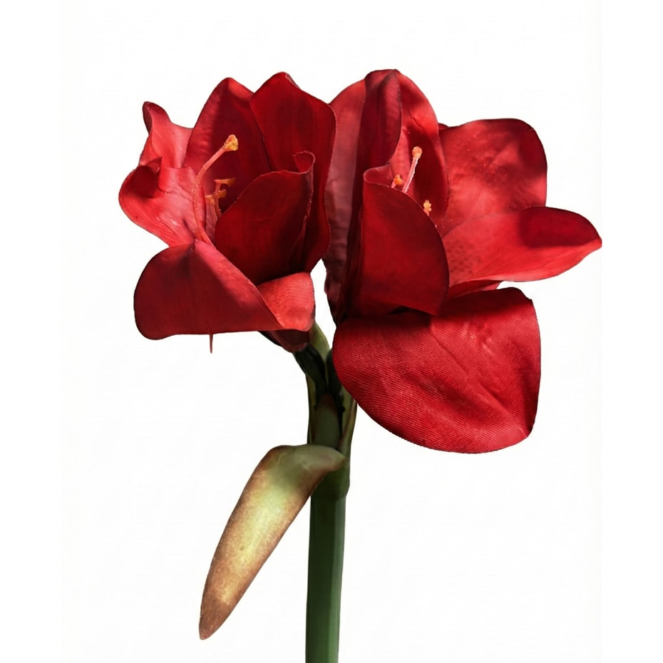Rode amaryllis kunstbloem FlowerDutchess met drie bloemen, 62 cm, real touch kwaliteit met realistische details