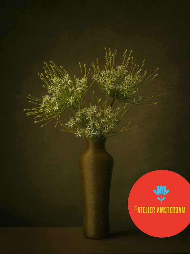3D geprinte vaas voor kunstbloemen in stilleven fotografie, Dutch design door FlowerDutchess