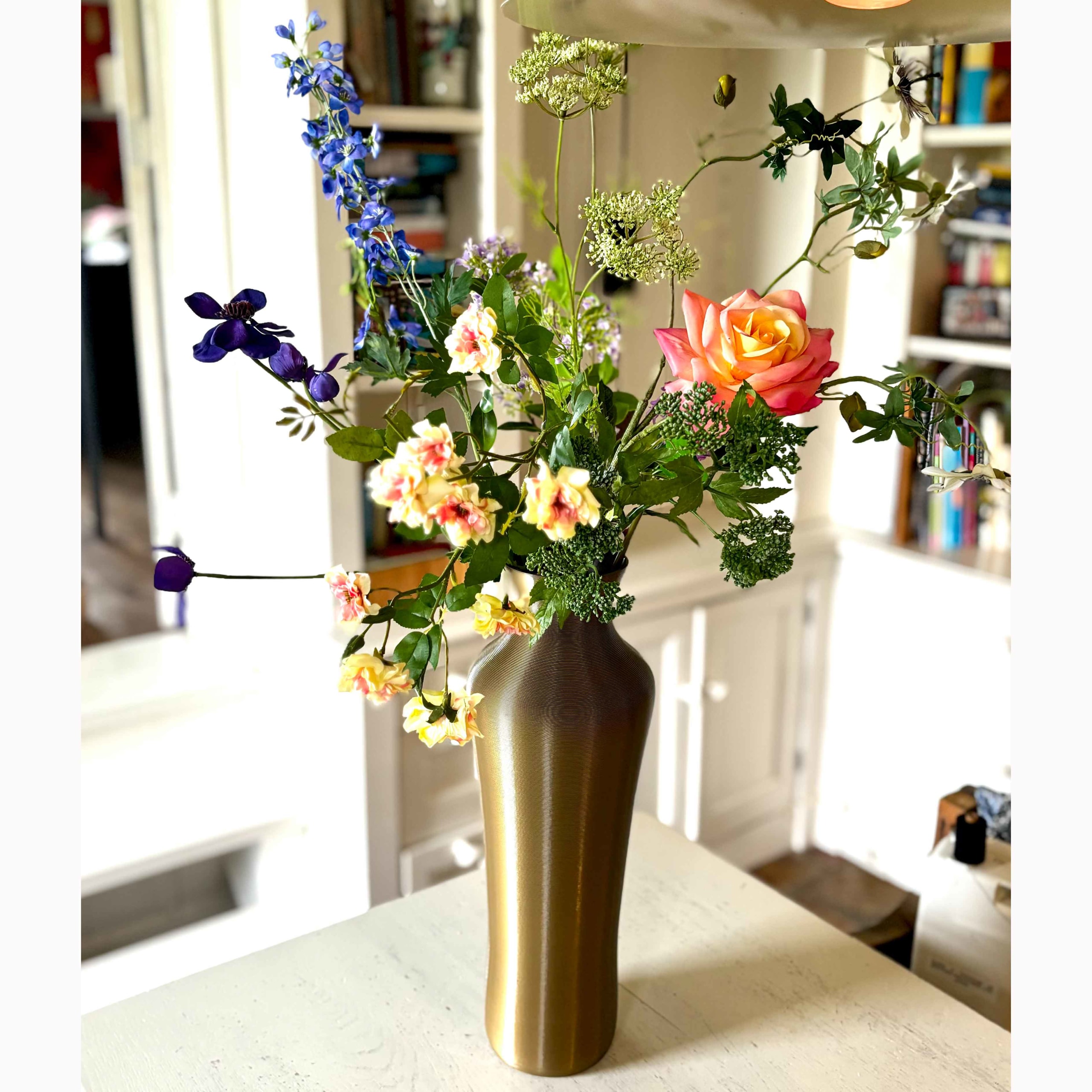 Roos | 64 cm | roze zalm geel | Real Touch - Afbeelding 5