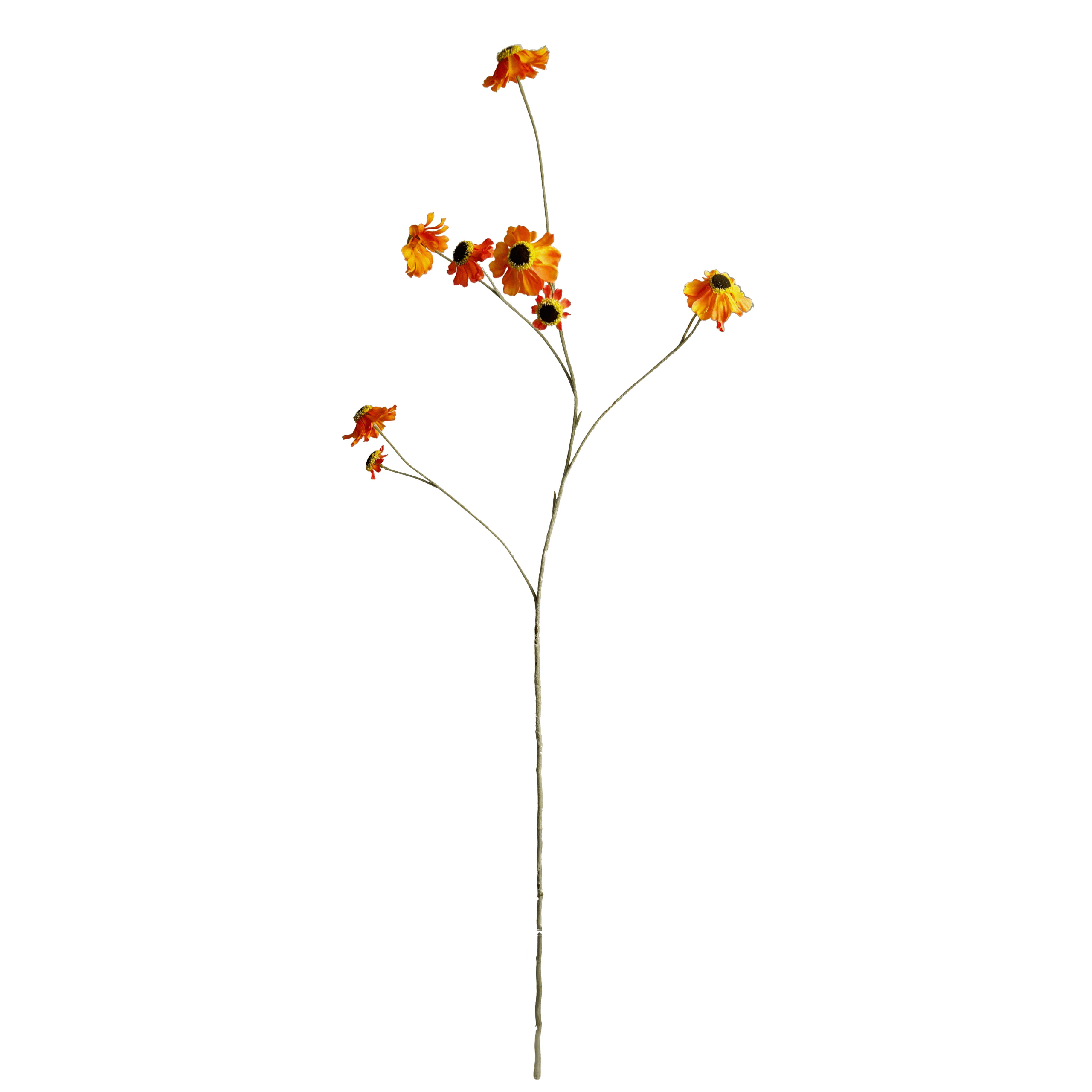 Kunstbloem zonnehoed FlowerDutchess in oranje-geel met donker hart, 101cm hoog, natuurgetrouwe vertakkingen met meerdere bloemen voor duurzame zomerdecoratie