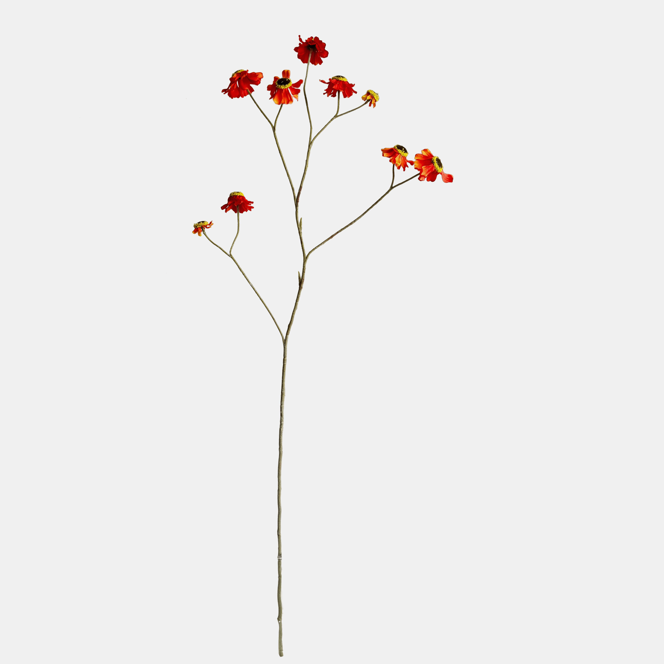 Natuurgetrouwe zonnehoed kunstbloem FlowerDutchess met oranje-rode bloemen op vertakte steel, 101cm hoog, meerdere rudbeckia bloemen met donker hart en gele rand