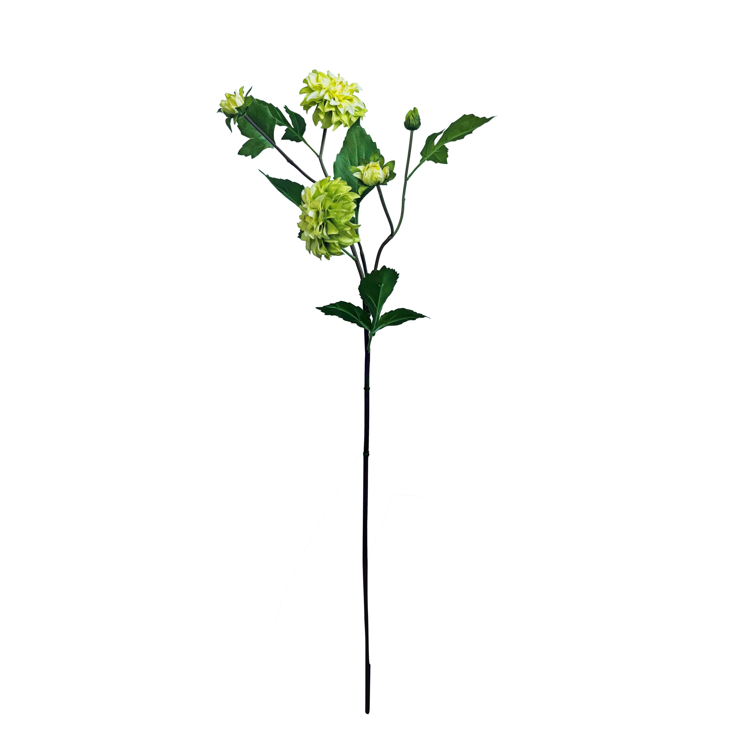 Dahlia kunstbloem 73cm geel groen meerdere bloemen zijden bloem FlowerDutchess