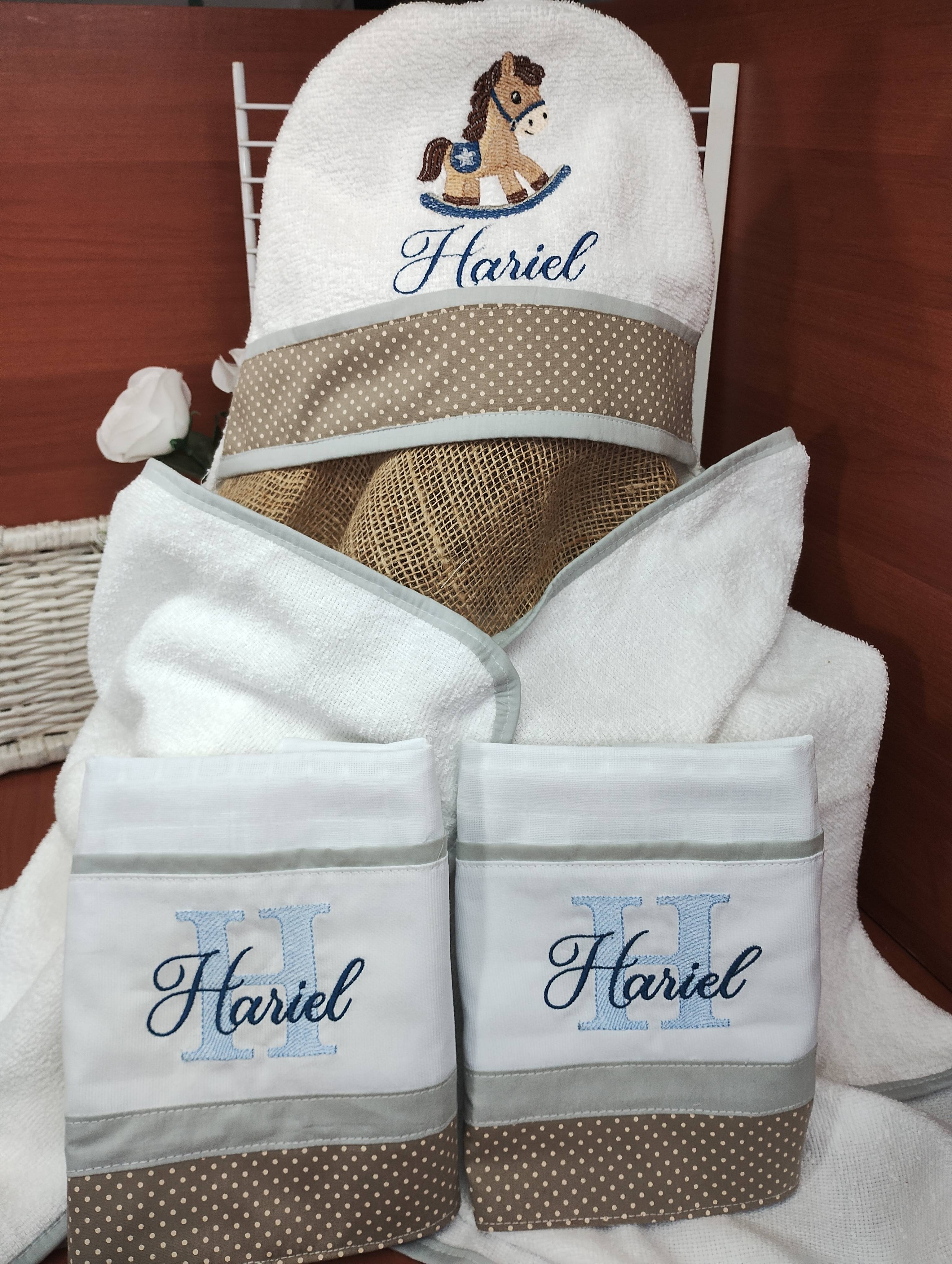 kit de Toalha de banho com capuz e fraldinhas de boca - 3 peças