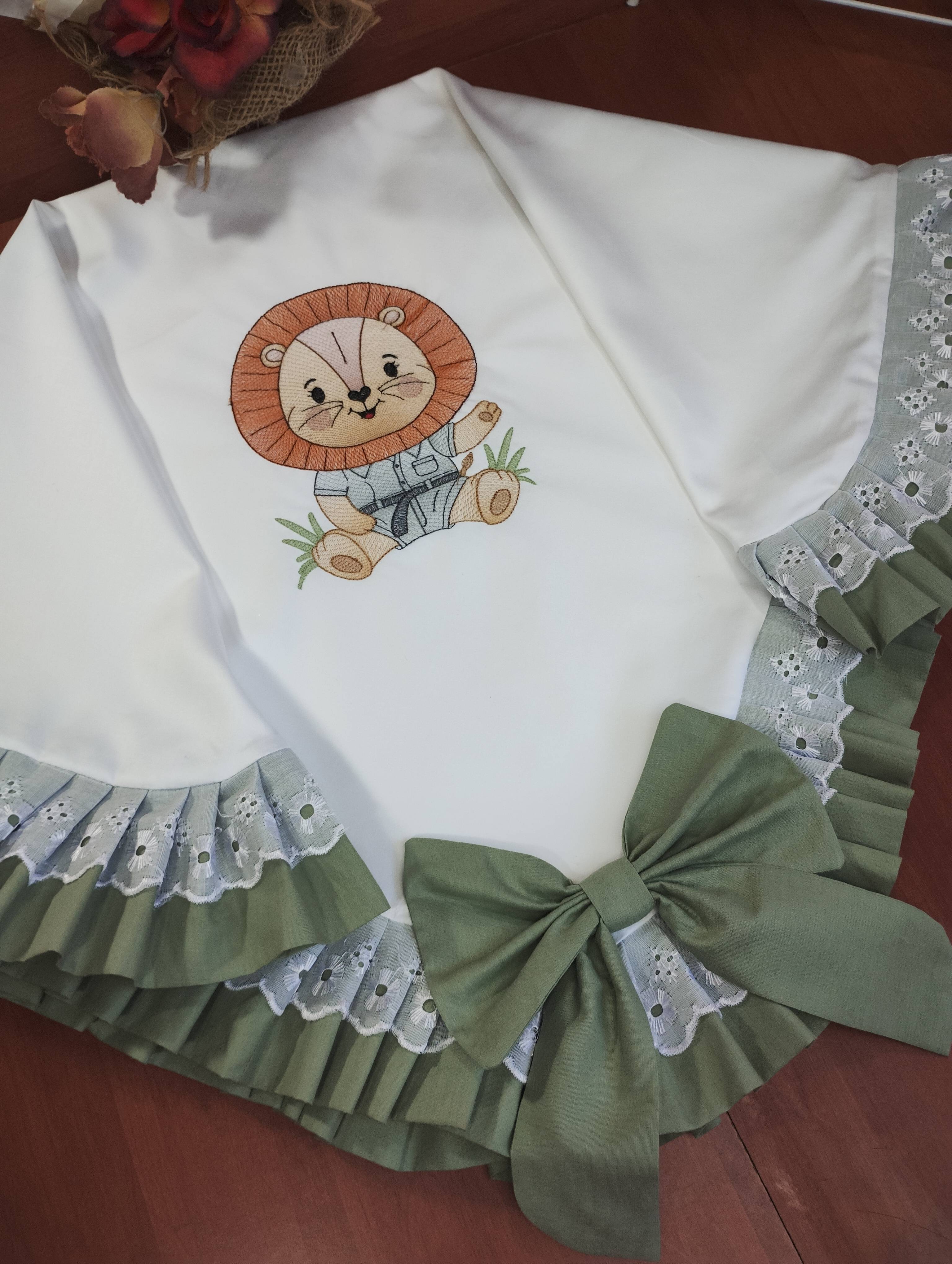 Manta Luxo Bebê Safari Leãozinho Personalizada