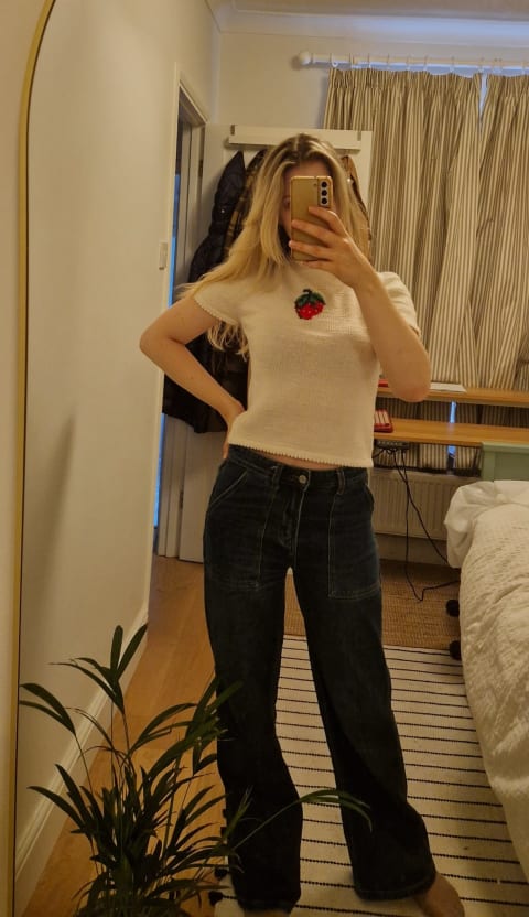 A delivered Tutti Frutti Tee commission, worn by its owner