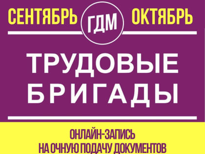 ОТКРЫТА ОНЛАЙН-ЗАПИСЬ НА ОЧНУЮ ПОДАЧУ ДОКУМЕНТОВ В ТРУДОВЫЕ БРИГАДЫ НА ОСЕНЬ