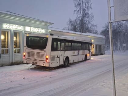 Автобус вписался в фонарный столб