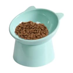 comedero elevado para gato color verde