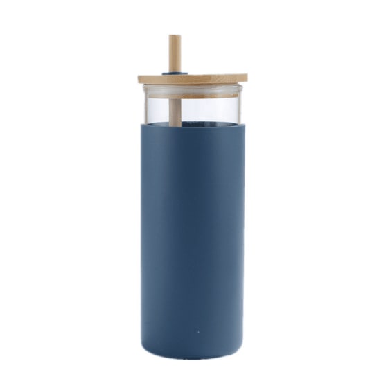500ml Bamboo Glass Tumblers Silicone Sleeve and Bamboo Lid